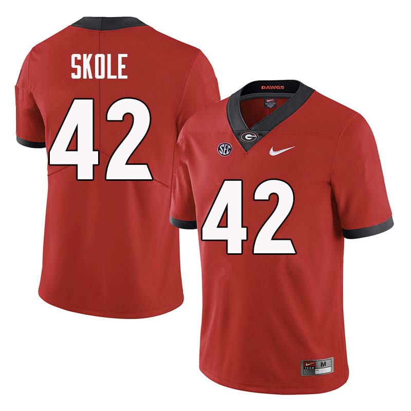 Men Georgia Bulldogs #42 Jake Skole College Football Jerseys Sale-Red - Click Image to Close